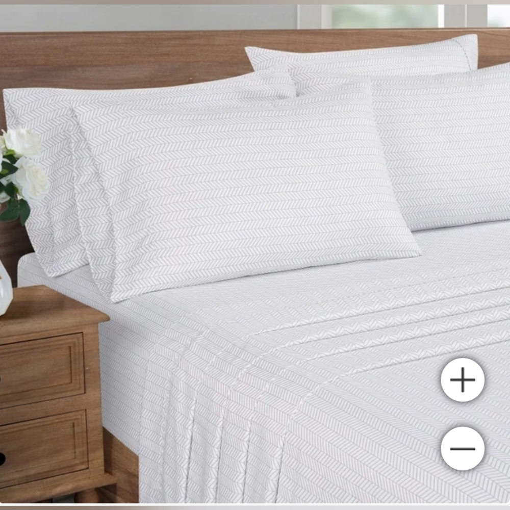 New South Point Home Fashions Microfiber 6-piece Sheet Set Chevron Gray King Nwt